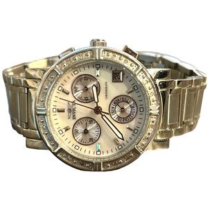 INVICTA Womens Wildflower Quartz Chrono Watch Silvertone 4718 Tritnite